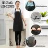 12 Pack Bib Apron,Black Aprons with 2 Pockets,Unisex Black Plain Aprons with Long Ties,Kitchen Cooking Aprons for Women Men Chef,Painting BBQ