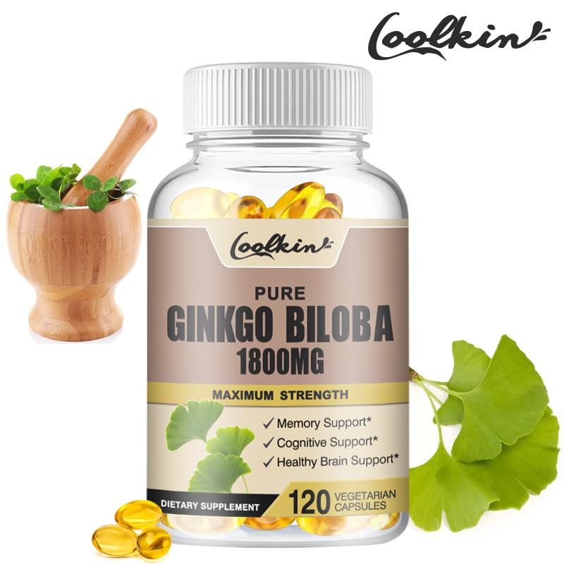 Czysty Ginkgo 1800 mg, Organiczny Ginkgo, Wspiera Pamięć i Funkcje Mózgu, Poprawia Koncentrację i Wsparcie Poznawcze