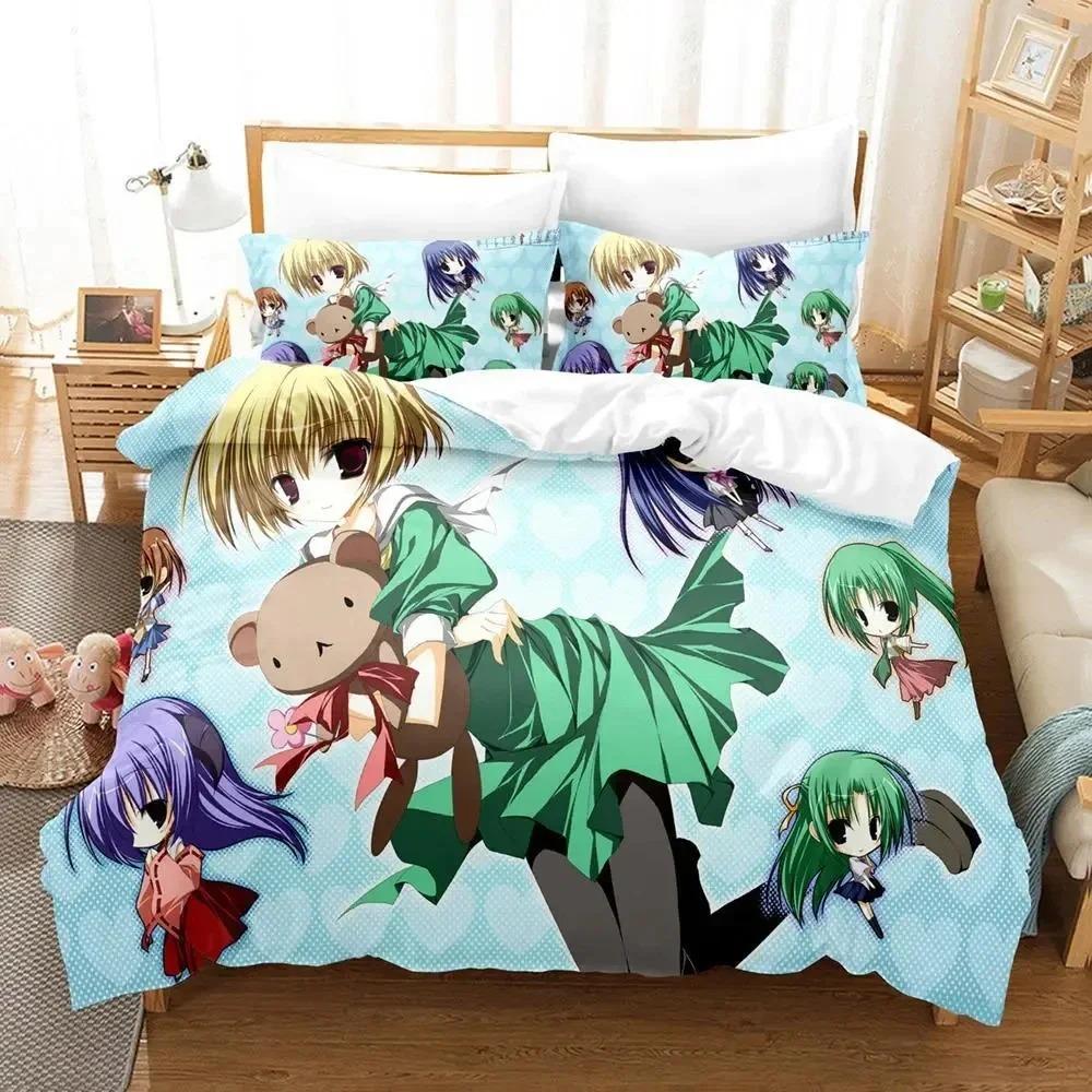 Anime When They Cry - Higurashi Bedding Set Duvet Cover Bed Set Quilt Cover Pillowcase Comforter King Queen Size Boys Adult