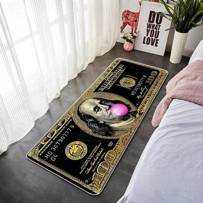 Creative Banknote Long Strip Floor Mat Soft And Anti-Slip Bedroom Bedside Blanket Bay Window Blanket Home Decoration