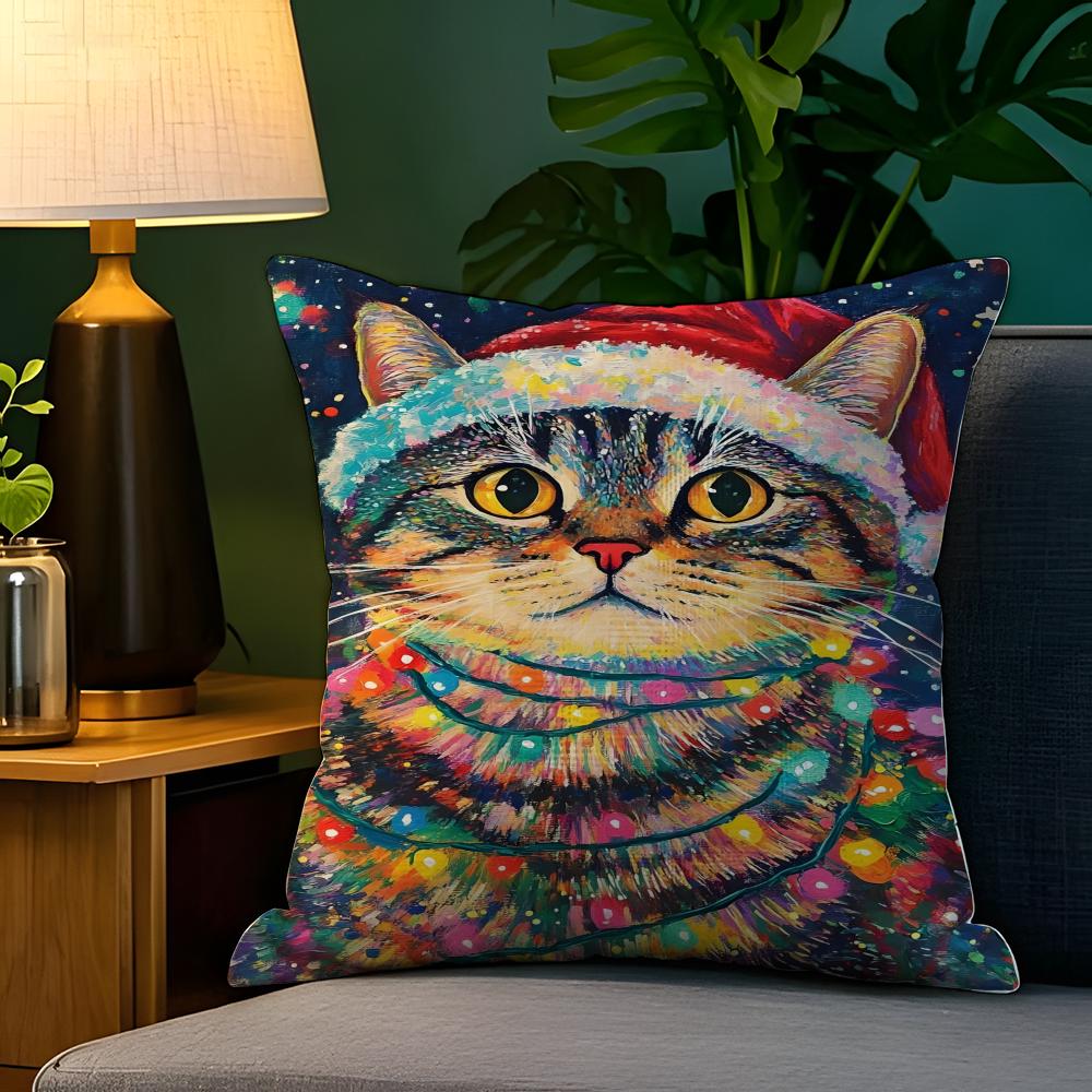 Abstract animal celebratory decor  Pillow Case Natural Linen Pillow Case DoubleSided Decor Sofa Pillowcase Home Decor