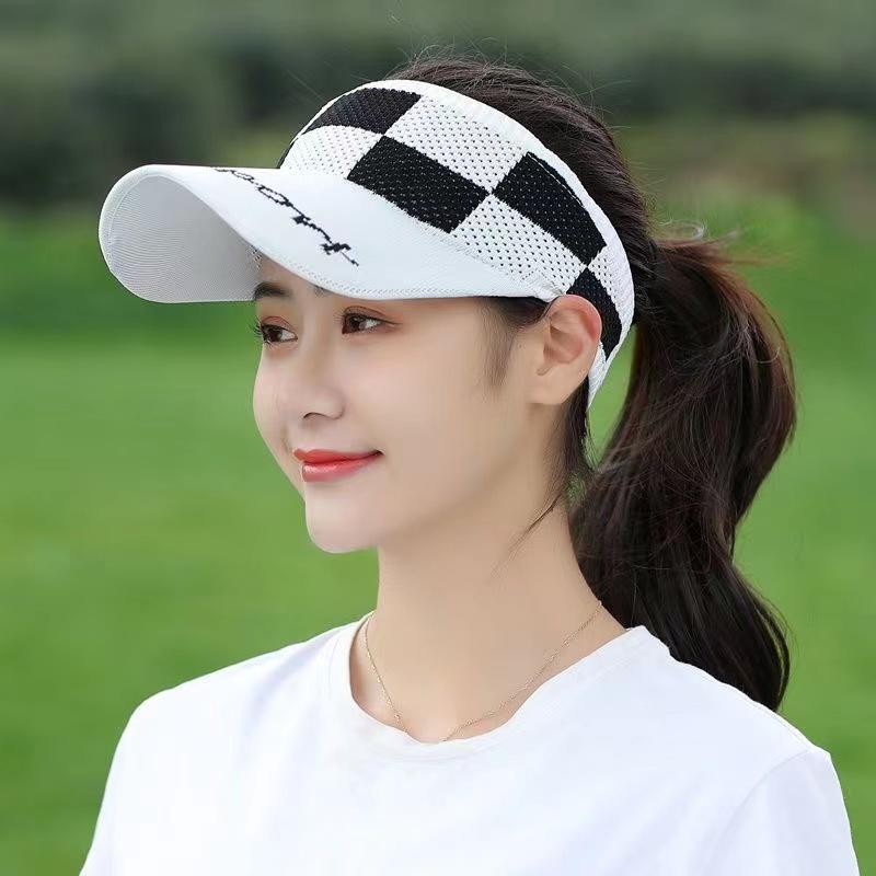 Visor Plus Long 10CM Brim Ponytail Baseball Cap Women Summer Knitted Breathable Golf Beach Hat For Outdoor Sports Empty Top Hat