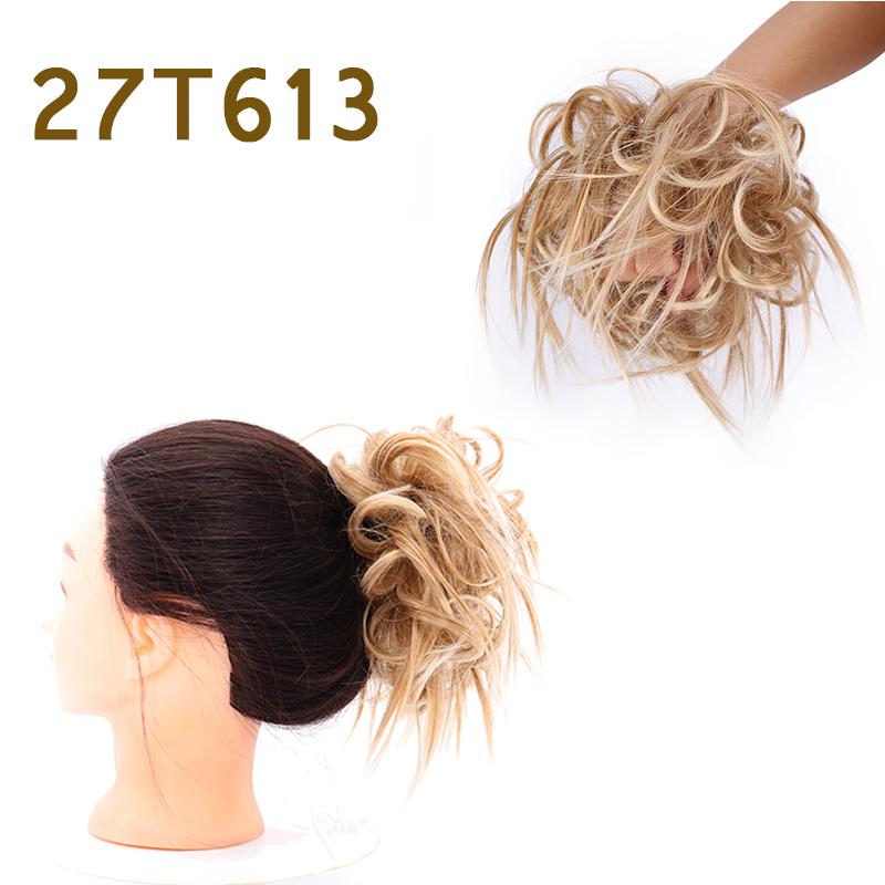 Synthetic Hair Chignons Messy Scrunchies Elastic Band Hair Bun Straight Updo Hairpiece Hair Extension for Women