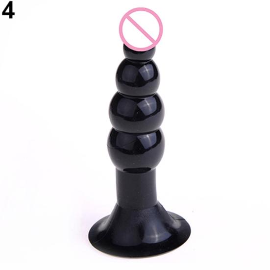 Unisex Pleasure Flexible Beads Anal Sex Toy Butt Plug Insert with Suction Cup