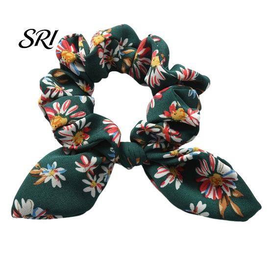 Goma para coleta Goma para el pelo Estampado floral Decoración de orejas de conejo Cuerda Accesorio apto para personas con discapacidad Alta elasticidad Moño Peinados semirecogidos