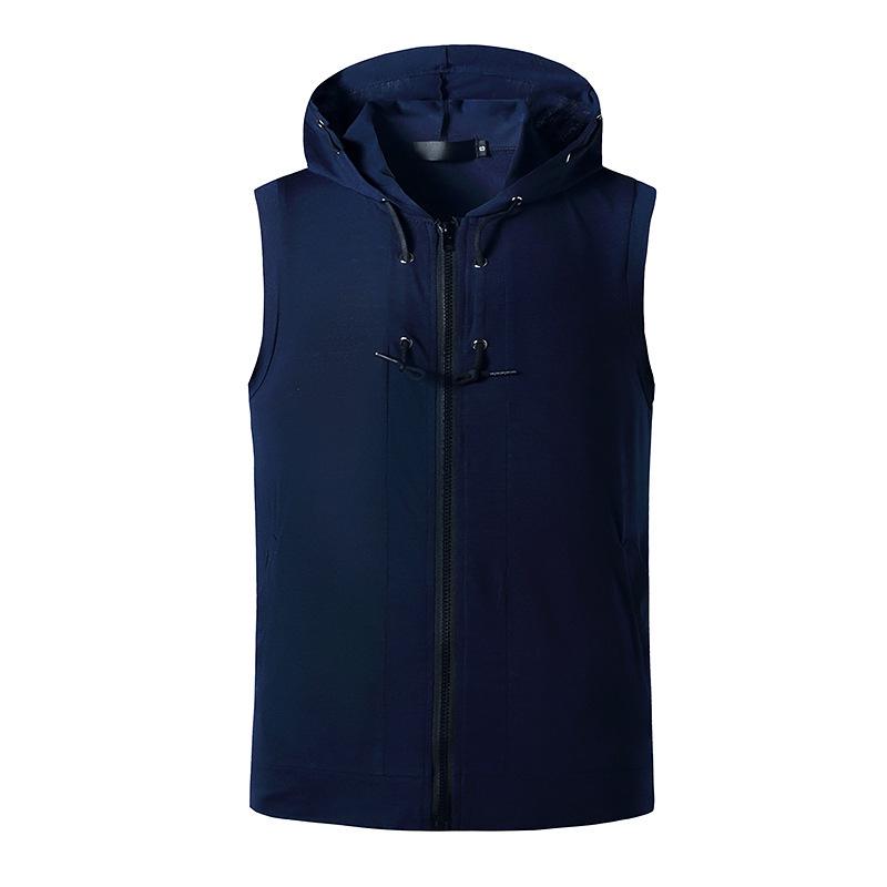 Men's Summer 2021 Fitness Hooded Vest - Casual Sleeveless T-shirt for Europe & America