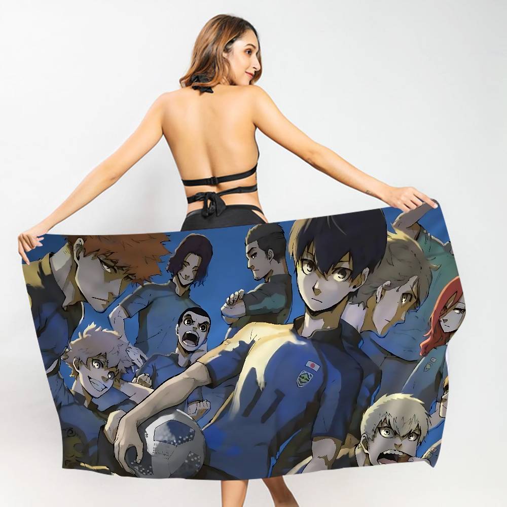 Blue Lock Anime Bath Towel Microfiber Soft Water Absorbing Breathable For Girl Kids Decorative Cartoon Beach Towel