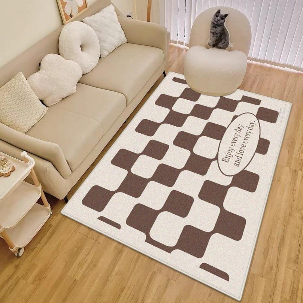 Modern Minimalist Checkered Sofa Bedroom Living Room Area Rug Waterproof Shock Resistant Comfortable Washable Home Decor