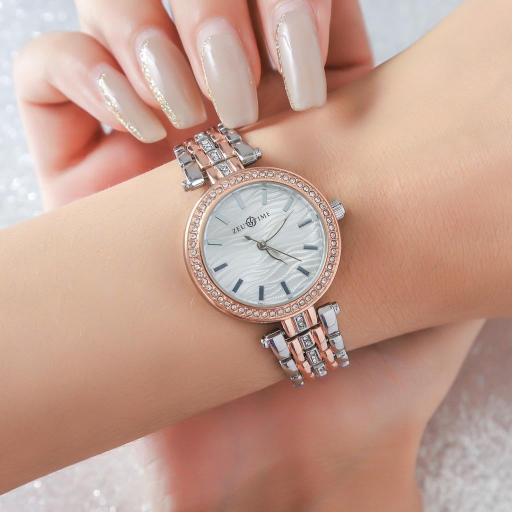 Ladies' fashionable light luxury bar scale dial refined steel strip quartz watch.