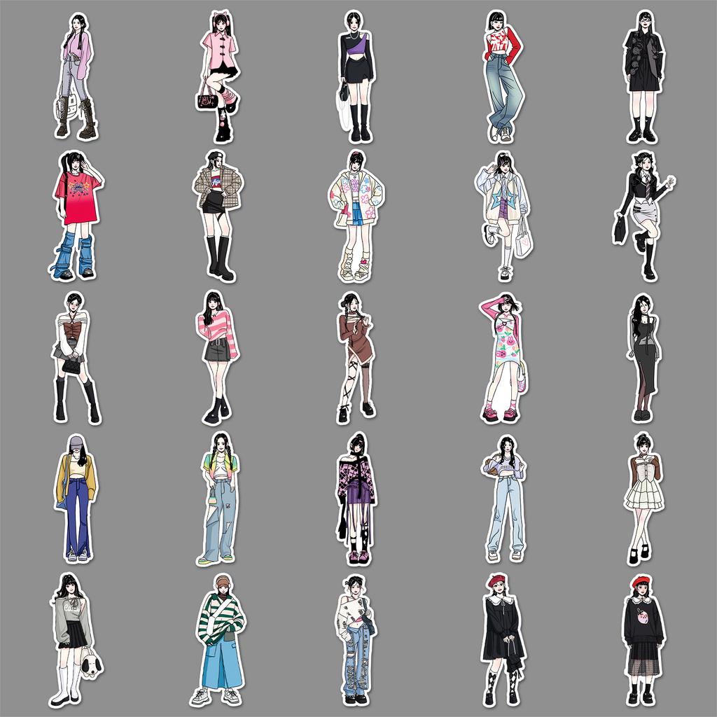 50 Outfits Graffiti Personalized Cartoon Fashionable Characters Guka Decorative Mobile Phone Case Suitcase Stickers Waterproof