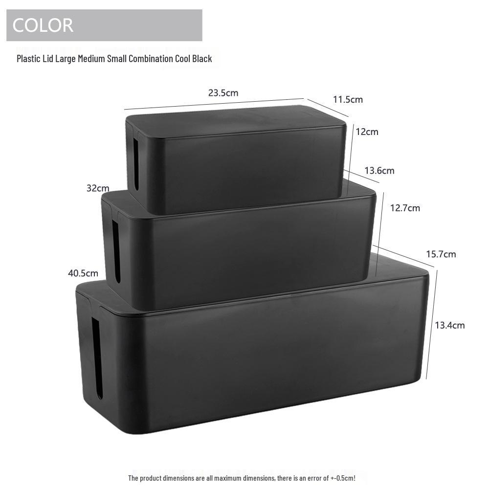 Minimalist Cable Management Box with Bamboo Lid