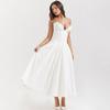 Fall 2024 New Arrival Graceful Tube Top Swing Long Formal Dress V Sharp Angle Fishbone Cinched Waist Slim-Fit Dress