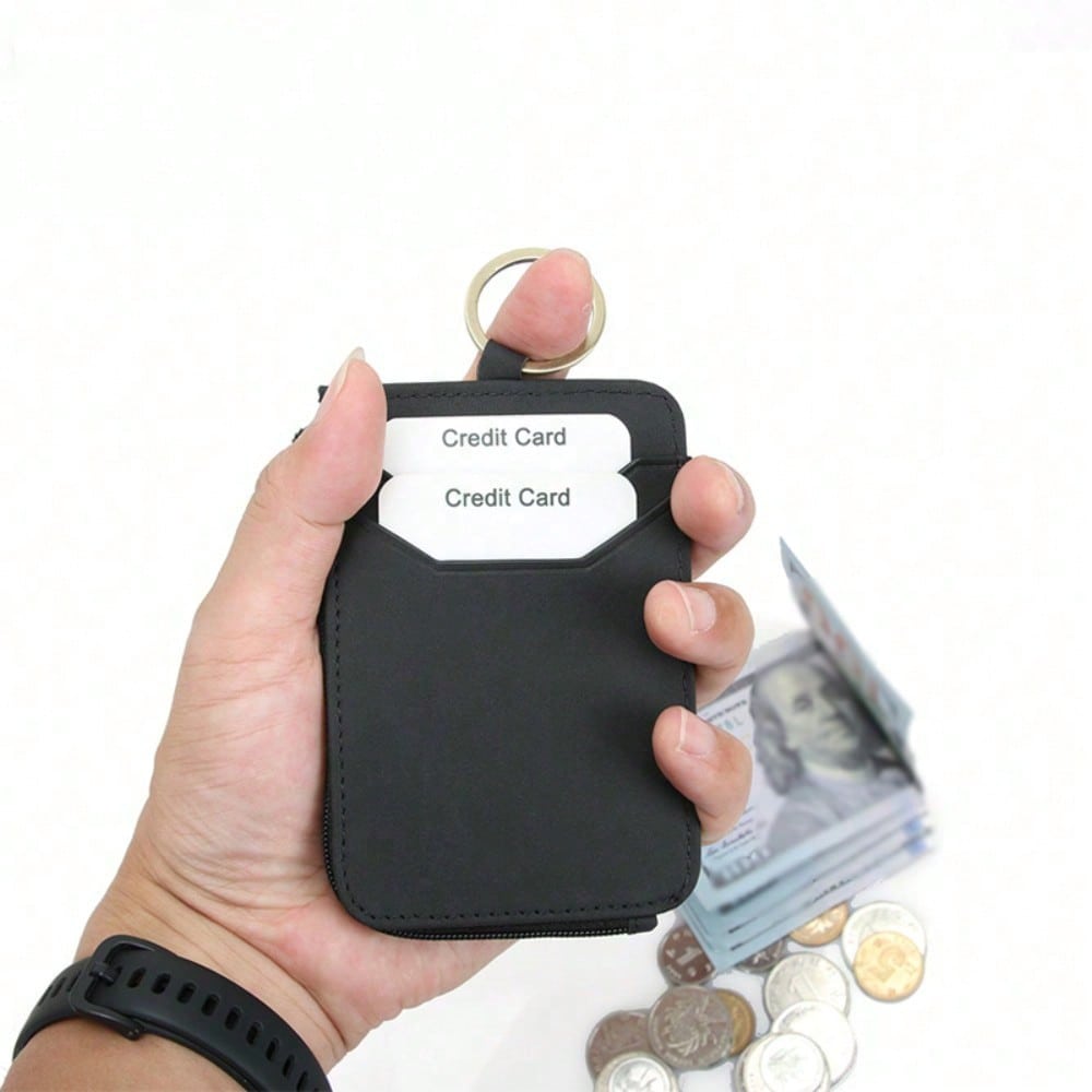 New Retro Zipper Change Card Bag, Simple RFID Anti-Theft Swipe Bank Card Work ID Card Holder