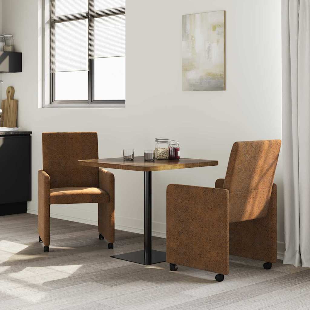 Dining Room Chairs with Casters 2 pcs Brown 57 x 66 x 94 cm