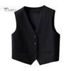 Women's Vest Top Sleeveless Suit Vest Single Breasted V-neck Waistcoat Dressy Casual Vest Jacket for Spring Summer