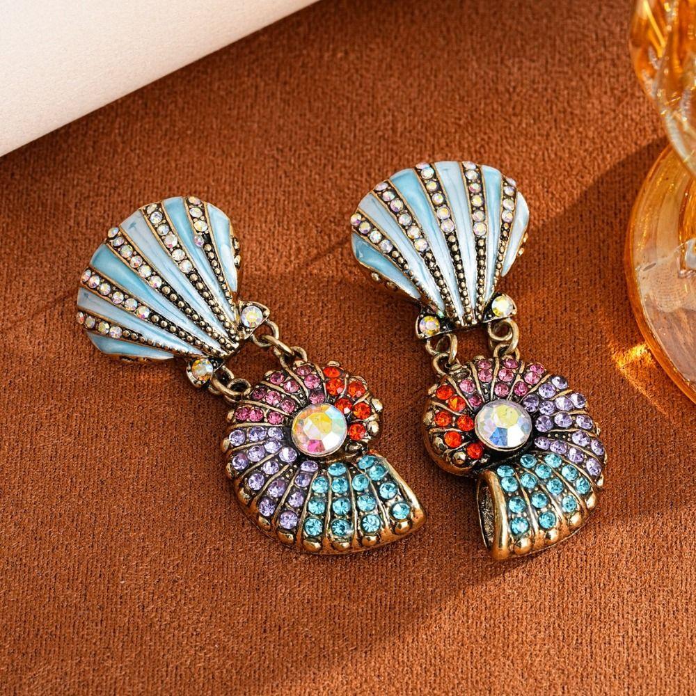 Mediaeval Style Shell Conch Jewelry Colorful Double-layer Necklace Evening Wear