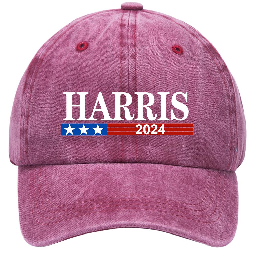 Harris Presidential Election Cap Trucker Hat Breathable Cotton Distressed Cap Adjustable Unisex Baseball Hat for Hiking Fishing