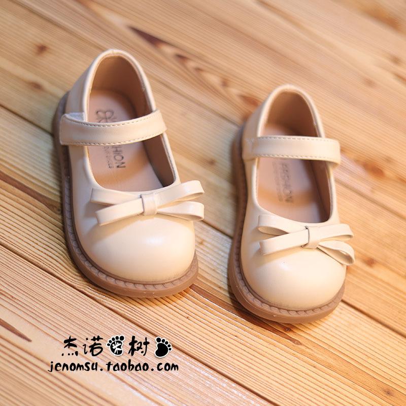 

Little Girls Shoes Spring Autumn Kids Soft PU Leather Shoes for Girl School Mary Jane Cute Sweet Flats Shoes Beige, Black 35