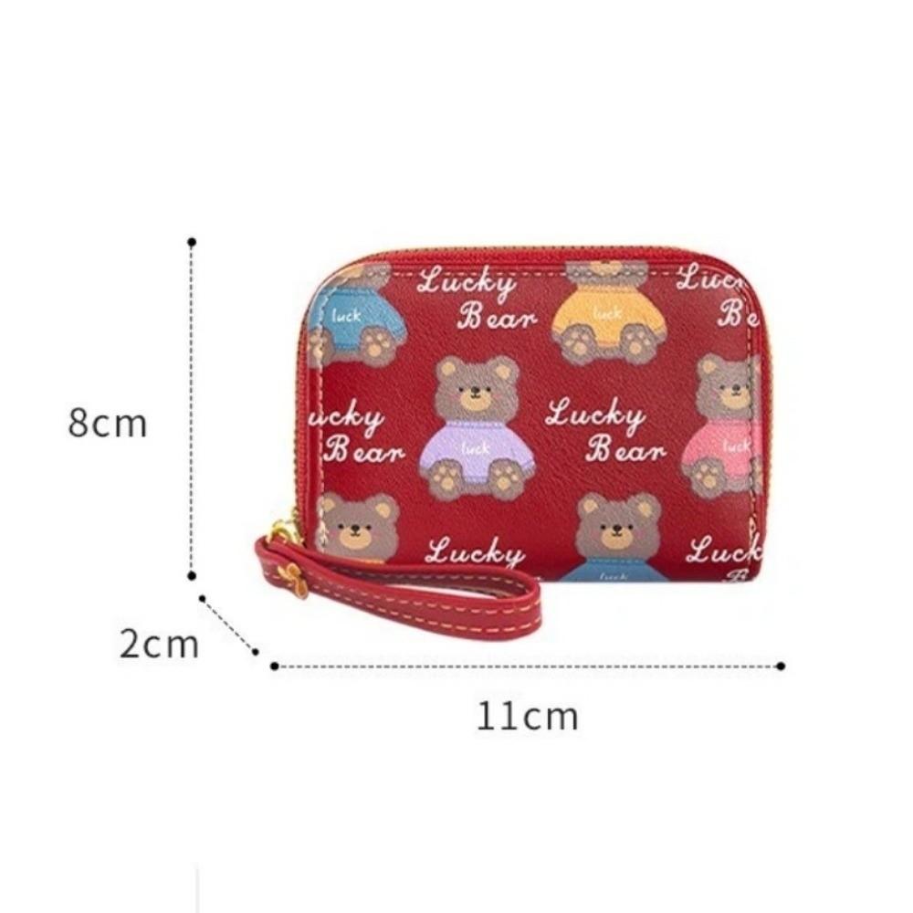 Portable Mini Bear Card Bag Multi Slot Lightweight Card Wallet PU Leather Credit Card Holder Bank ID Card Storage