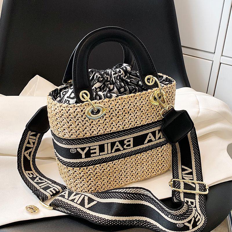 

D Home Ins Easiest for Match Beach Shoulder Woven Bag Khaki