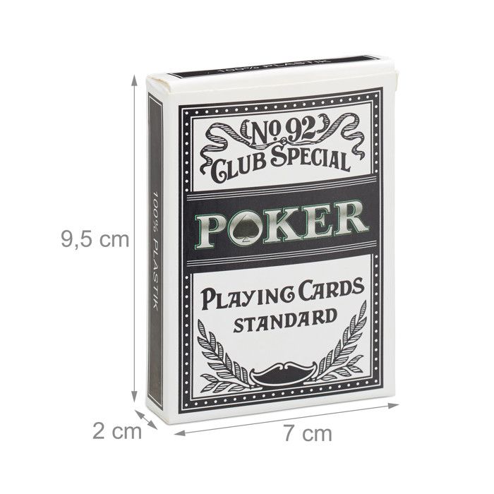 Relaxdays cartes de poker en plastique, jeu imperméable, anti-déchirure &amp; plis, 54 pièces, texas hold'em, kit pro