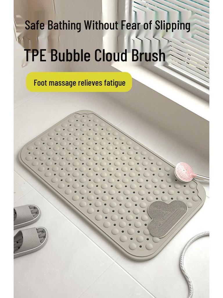 TPE Rutschfeste Duschmatte für Schwangere - Sicherheits-Saugfuß-Badematte mit Abfluss und Massage-Fußpolster