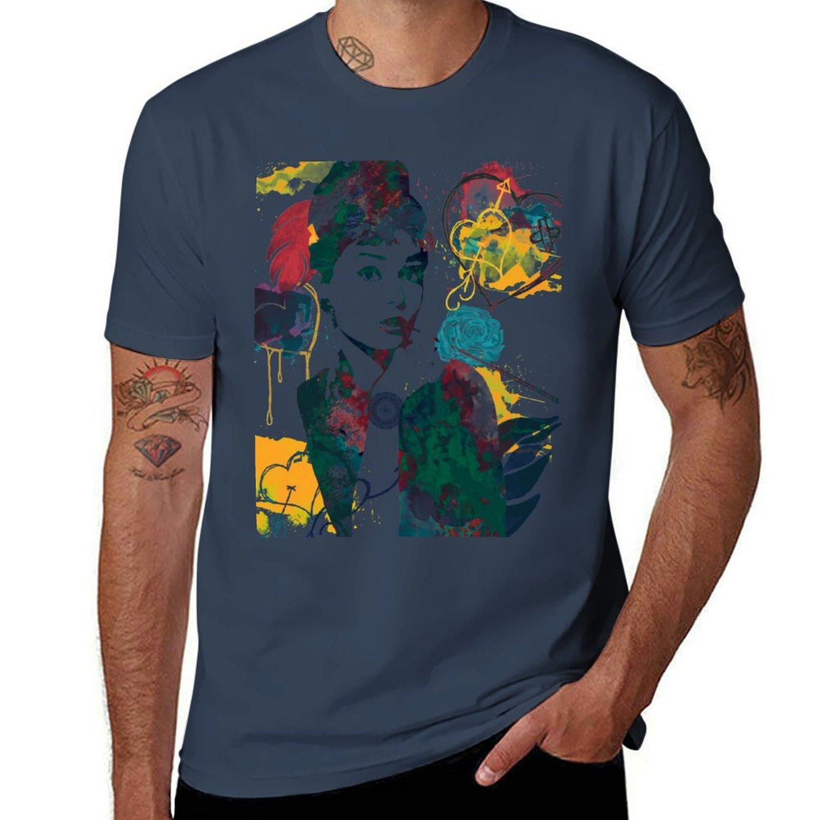 Audrey Hepburn Nature Colours Tshirt Modern Print Casual Tshirt S