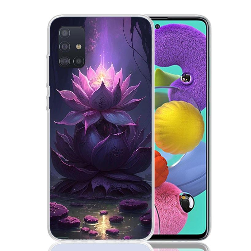 Buddhist Fire Lotus Phone Case for Samsung Galaxy A52 A51 A50S A12 A22 A32 A72 A10S A30S A31 A71 Note 20 Ultra 10 Plus S10 Galax