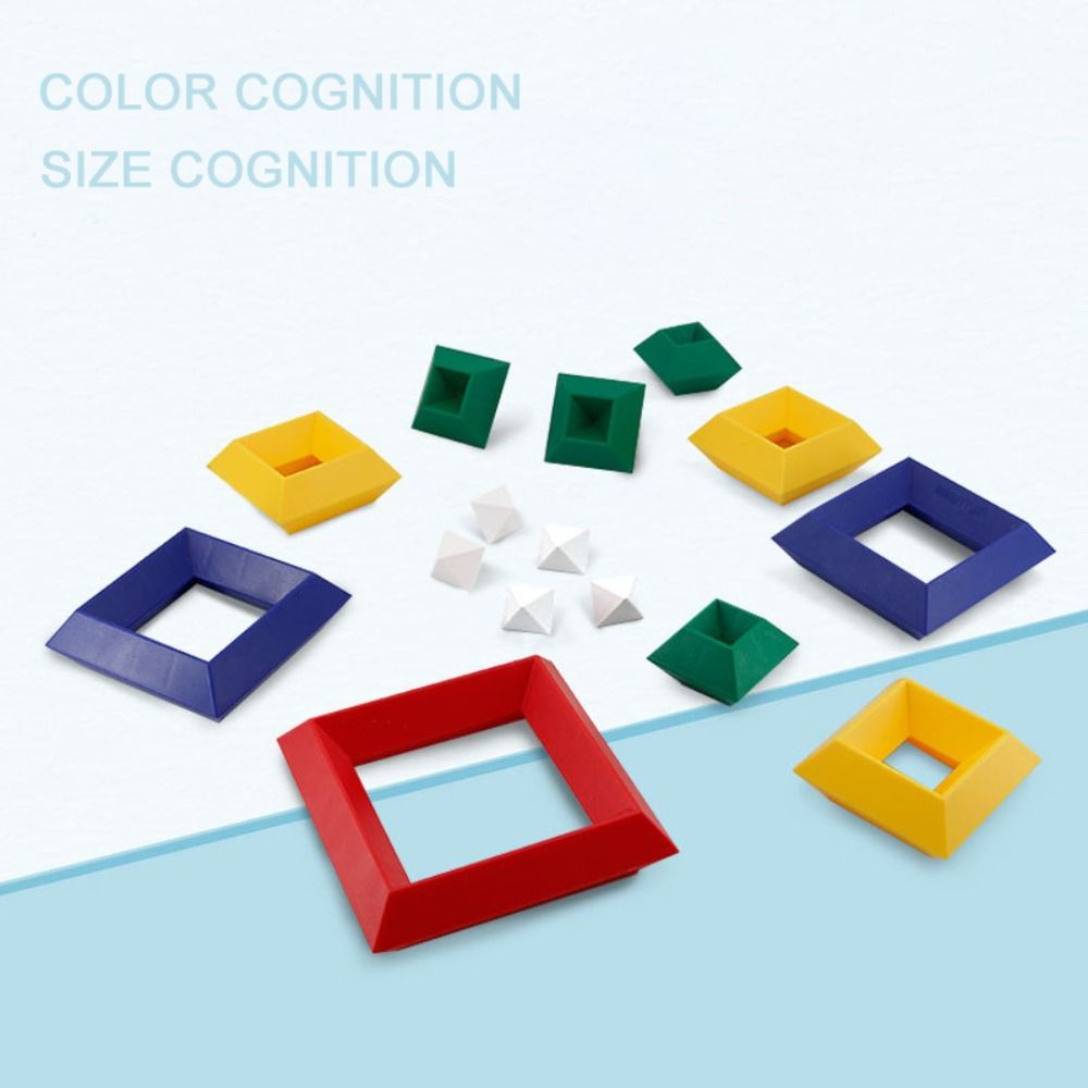 Building Block Toys Pyramid Building Blocks Set Rainbow Tower Stack Toy Pyramid Block Rhombus Toys