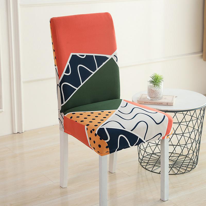 

Printed Chair Cover Skin Friendly Wear Resistant 360 Fit Elastic Dining Chair Cover Living Room Office Home Chair Protector 1 piece