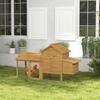 Prefabricated Wooden Chicken Coop for 2 Hens with Enclosure and Nesting Box, 151.5x54x87cm