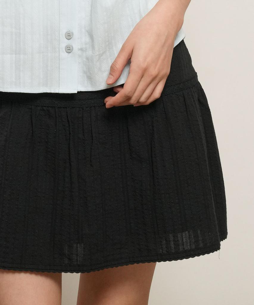 General Idea Lace Shirred Mini Skirt [Black] / Gf2Lsk516