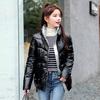 2026 New Women's Glossy Puffer Coat, Korean Style Stand Collar Cropped Winter Jacket, Warm Quilted Outerwear