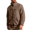 Giacca in Pile con Zip da Uomo Collo Alto Slim Fit Casual Autunno Inverno Capispalla Fibra di Poliestere Giacche Ispessite