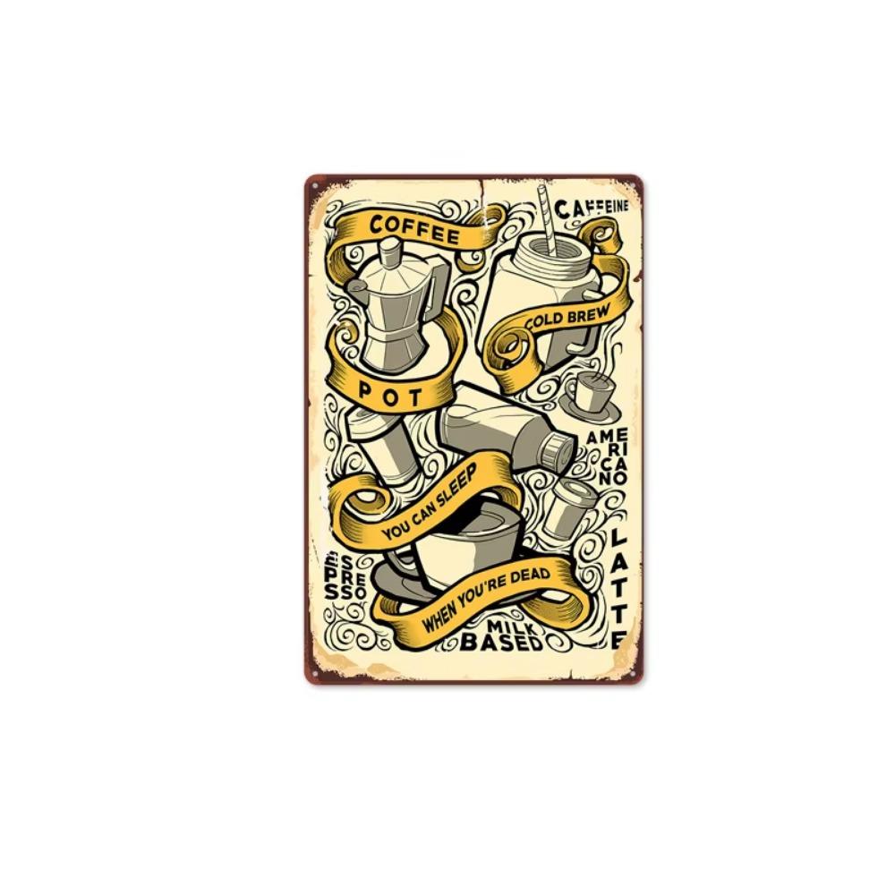 New Style Vintage Coffee Poster Tin Art: Industrial-style Decorative Wall Hanging for Background Walls