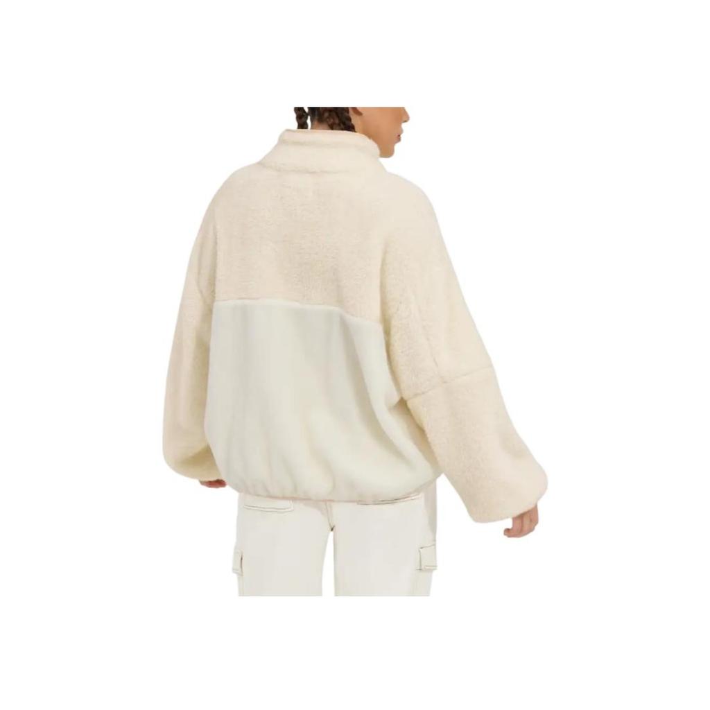 UGG Color Block Stehkragen Reißverschluss Figurbetont Langarm Jacke Damenjacken Weiß 1134993-CRM