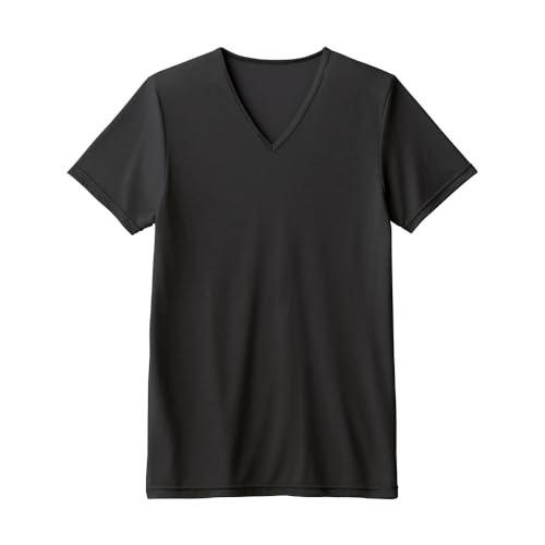 GUNZE Men's Acedron Quick Dry V-Neck Undershirt Sweat Absorbent Breathable Pique T-Shirt
