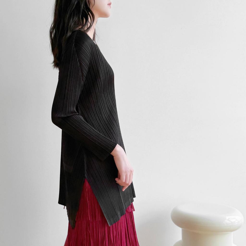 2026 Spring Miyake Pleated High-End Casual Mid-Length Top
