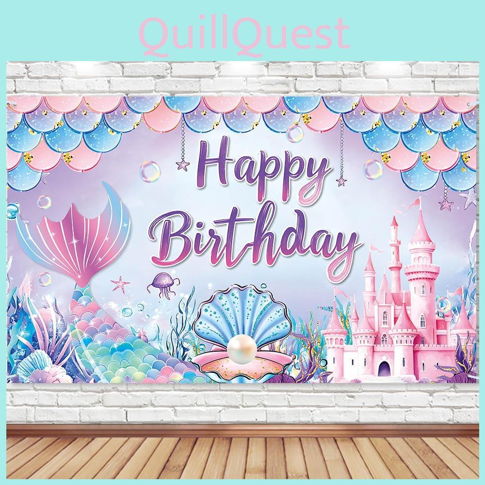 Themed Mermaid Print Design Birthday Decoration Background Cloth For Kids Party
