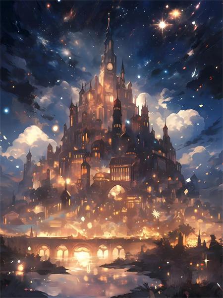 Diamond Art Painting Castle Fireworks Full Square Round Embroidery Mosaic Fantasy Landscape Home Decor