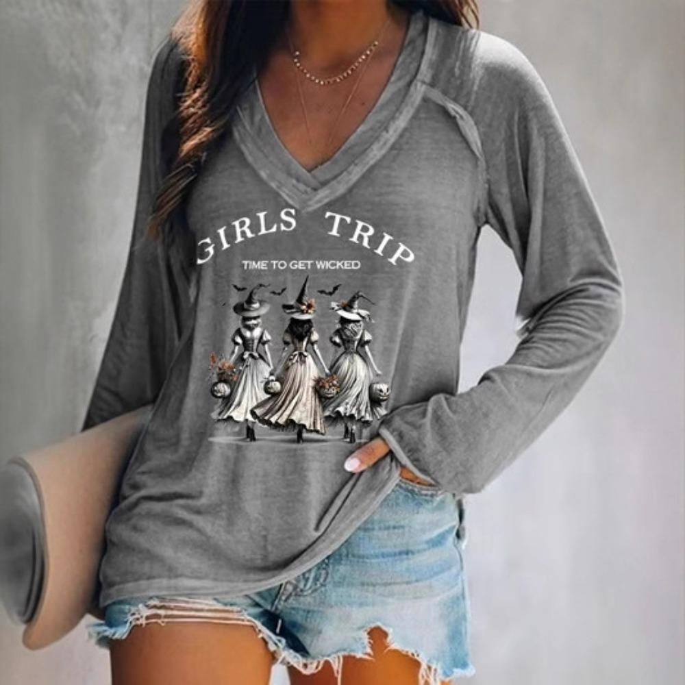 

New Easter 3D digital printed women s V-neck long sleeved T-shirt S