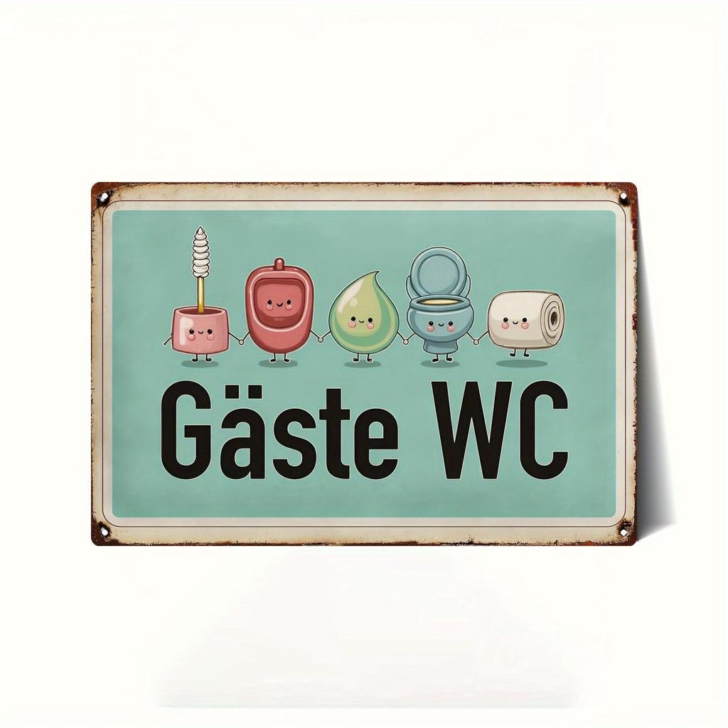 Vintage Metal Sign Funny Animal Bathroom Wall Decor Home Art Tin Plate