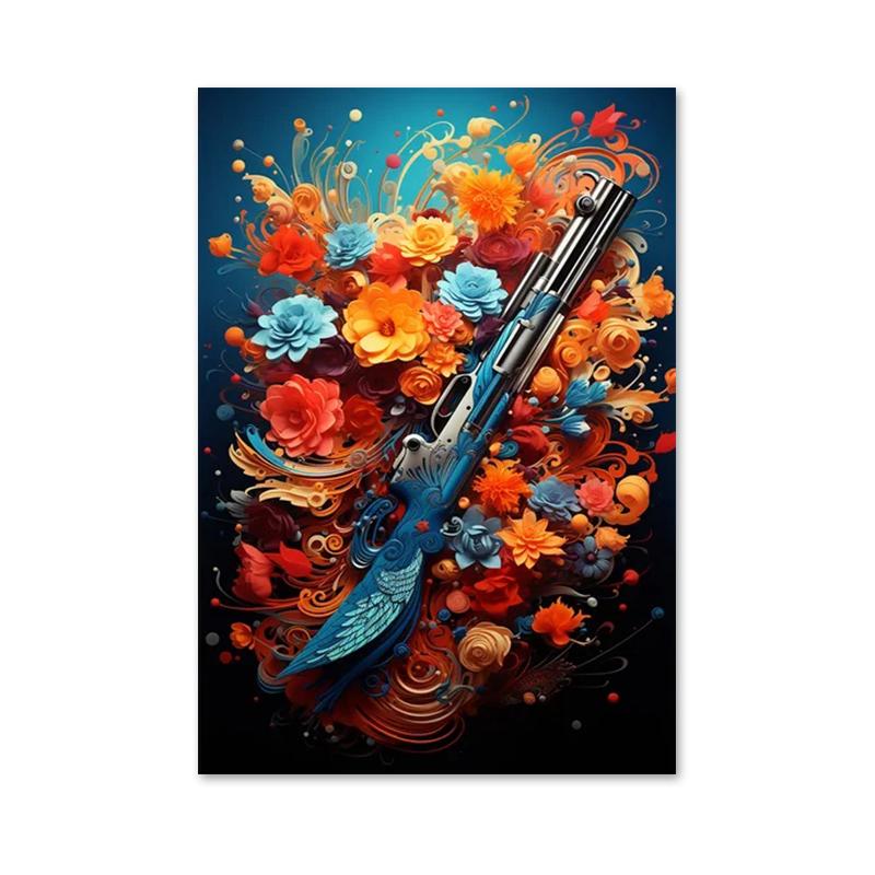 Abstract Graffiti Pistol Posters and Prints Canvas Paintings Wall Art Pictures for Living Room Home Decoration
