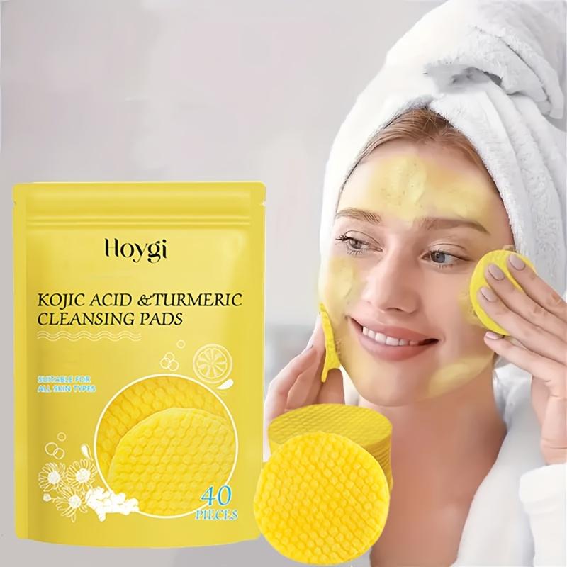 40pcs Set Turmeric Cleansing Pads Kojic Acid Turmeric Cleansing Pads Wet Compress Refreshing Deep Cleansing Daily Skin Care Essential