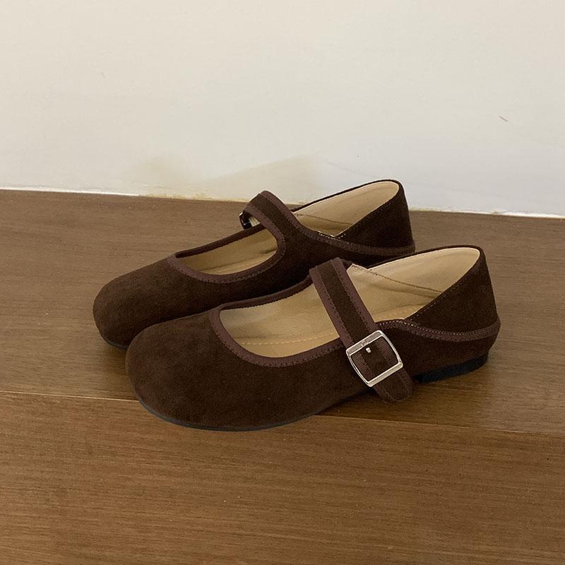 Fashion Fashion Buckle Strap Ladies Mary Janes Flats Shoes Soft Female Shallow Footwear Round Toe Women Flats With Shoes