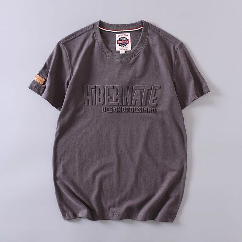 Foreign Trade Leftover Stock Clearance Cut Label Export Japan Short Sleeve Iron Gray L Recommendations 62.5-67.5kg