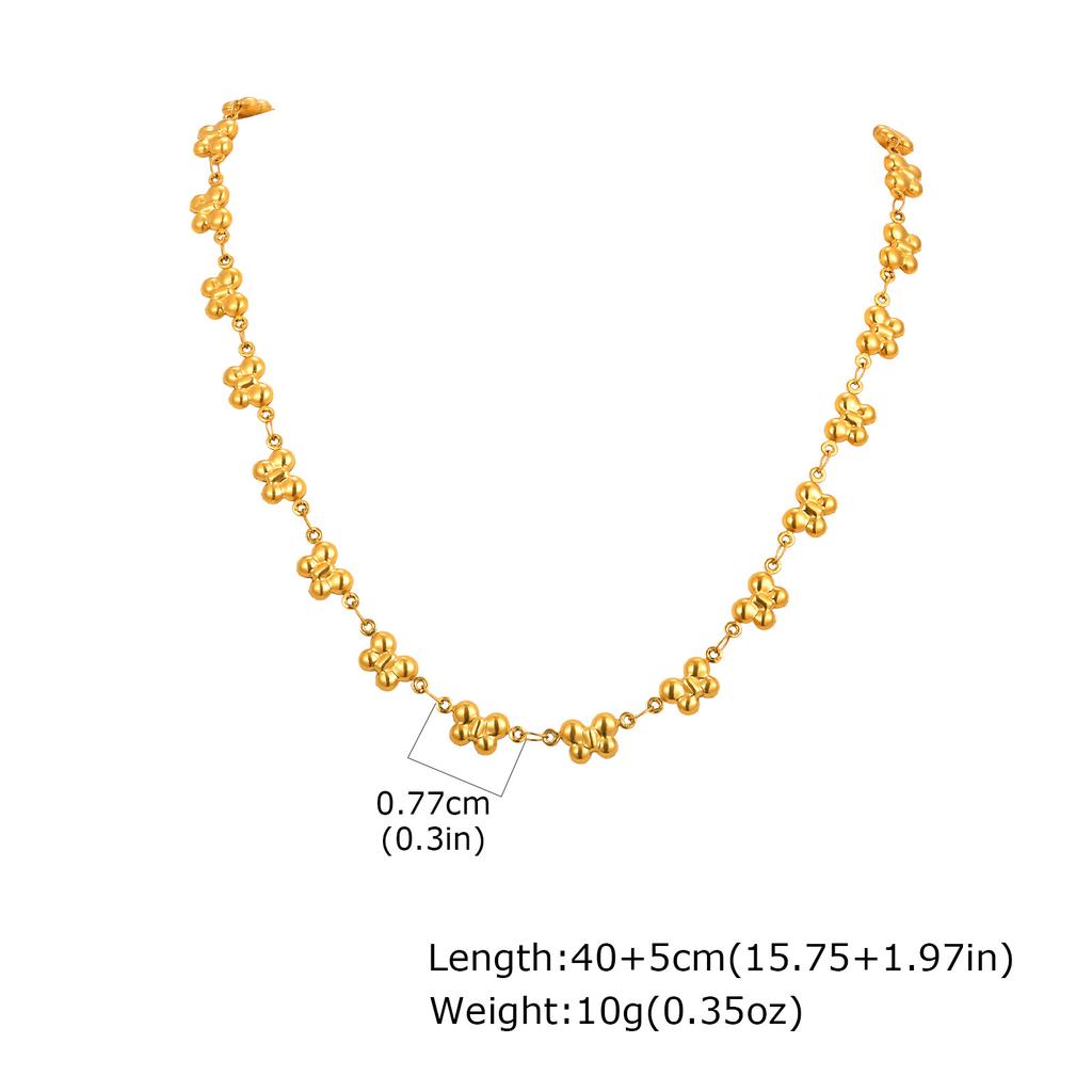 Wind Stainless Steel Four-Leaf Clover Five-Pointed Star Butterfly Rose Chain Bracelet Necklace Female Br-2537