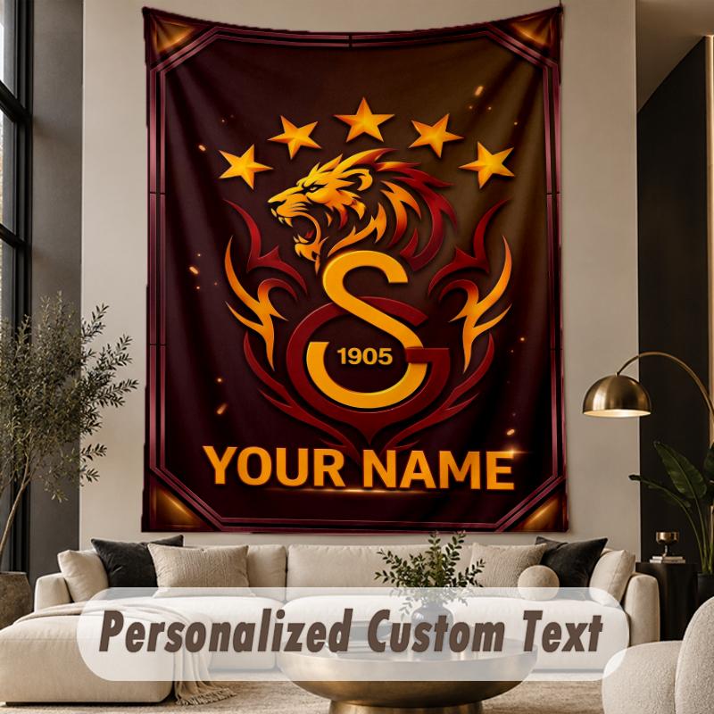 Custom Text Tapestry Galatasaray FC Print Wall Tapestry Indoor Living Room Wall Decor
