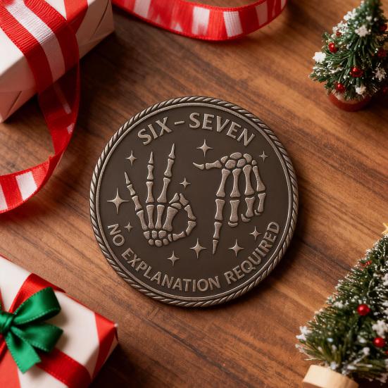 Yousheng 6-7 Meme Coin Funny Six Seven Collectible Coin Double Side Challenge Coin with Star And Hand Design No Meaning Just 67 Novelty Coin for Adult