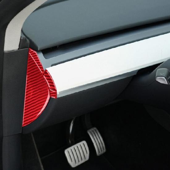 8Pcs Red Carbon Fiber Dashboard Panel Trim Cover For Tesla Model 3 Y 2017-